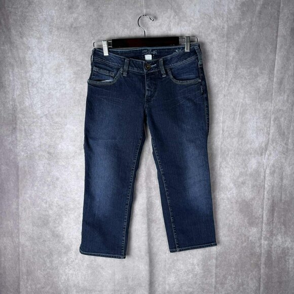 Women's Dark Wash Silver Aiko Capri Jeans Size 28 - Picture 1 of 11